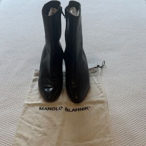 Manolo Blahnik Sleek Black Ankle Boots